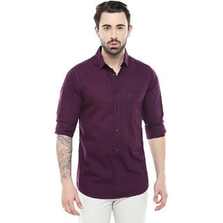 Baleshwar Men Purple Solid Casual Shirt (Pack of 2 )