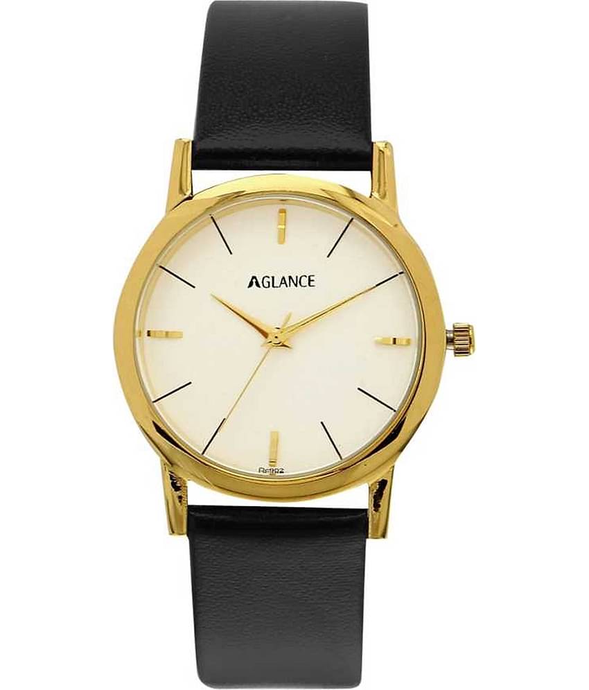Aglance - Black Leather Analog Men's Watch