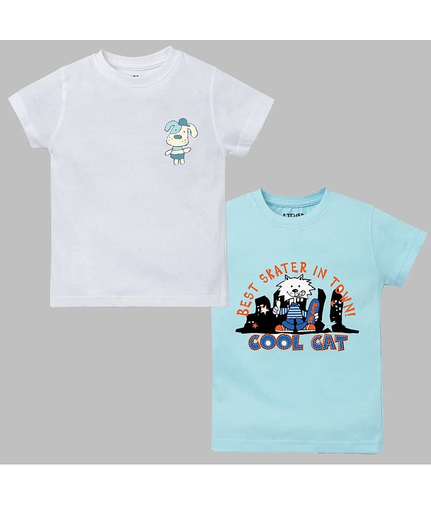 ETCHED DESIGN Pack of 2 Boys Cotton T-Shirt ( Multicolor )