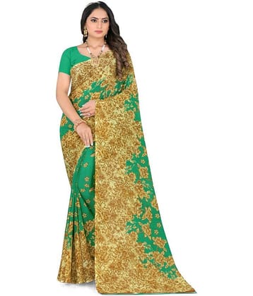 LEELAVATI Georgette Printed Saree With Unstitched Blouse Piece ( Multicolor )