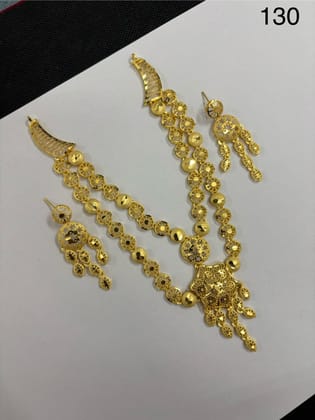Saniya Traditional Gold-Toned Two-Layer Beaded Necklace Set with Starburst Pendant and Jhumki Drops
