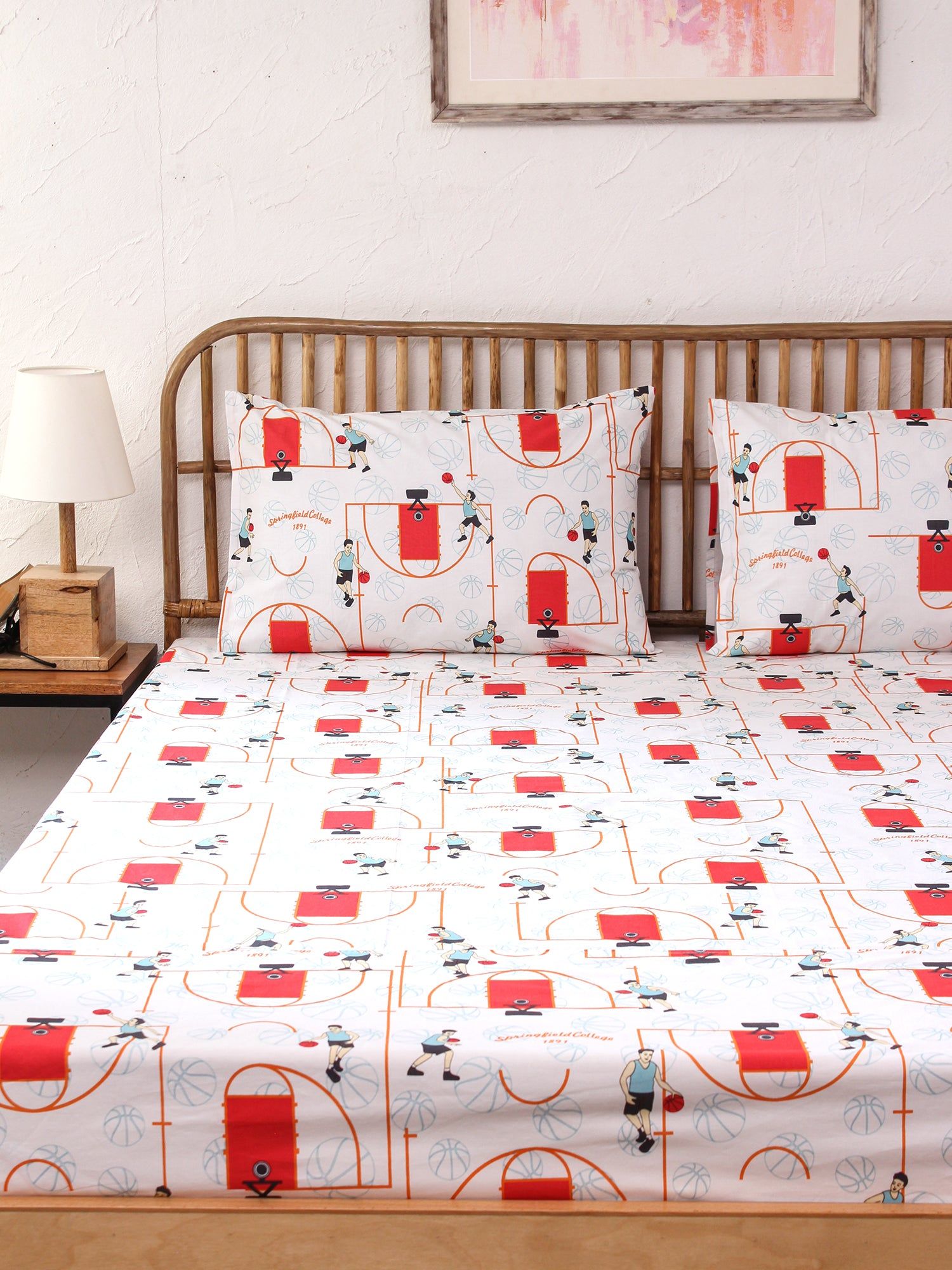 Krida Bedsheet Sets (Red)-152X229, 46X69 / Red / 100% Cotton