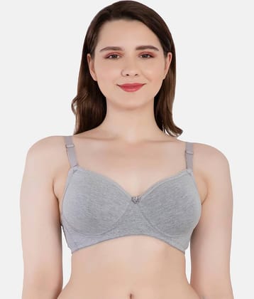 LACYLUXE Cotton Blend Lightly Padded Women's Everyday Bra ( Light Grey )