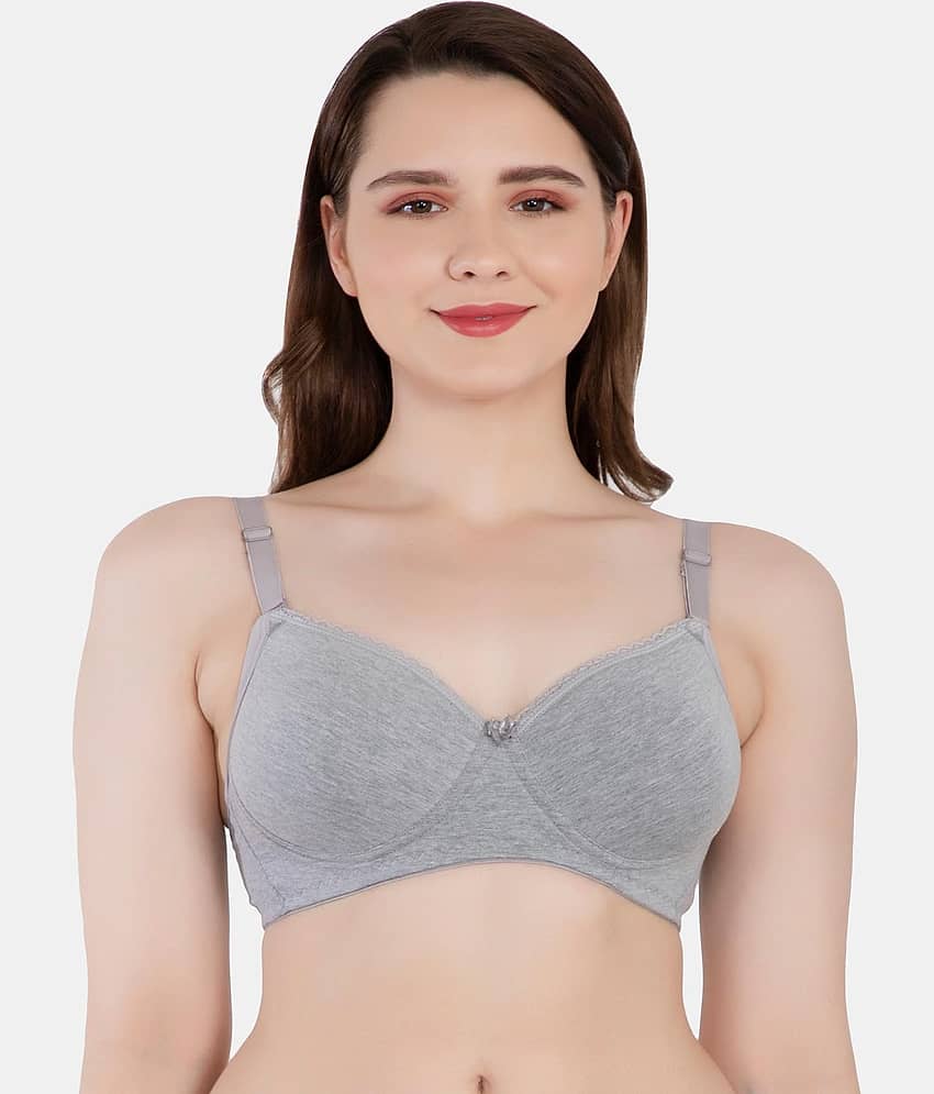 LACYLUXE Cotton Blend Lightly Padded Women's Everyday Bra ( Light Grey )