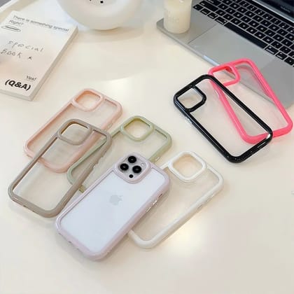 Clear Transparent Candy Color Bumper iPhone Hybrid Silicone Case-iPhone 12 Pro Max / Light Purple