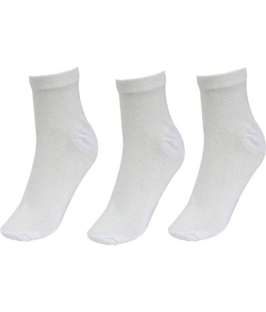 Tahiro White Cotton Ankle Length School Socks - Pack Of 3
