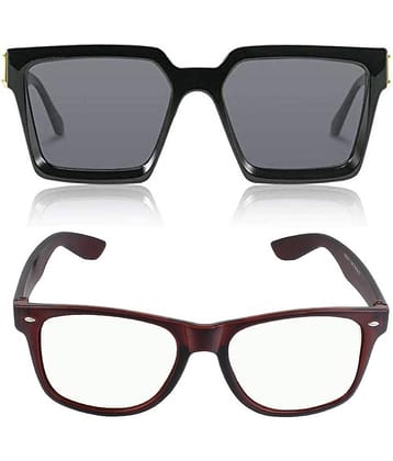 Kanny Devis - Black Rectangular Sunglasses ( Pack of 2 )