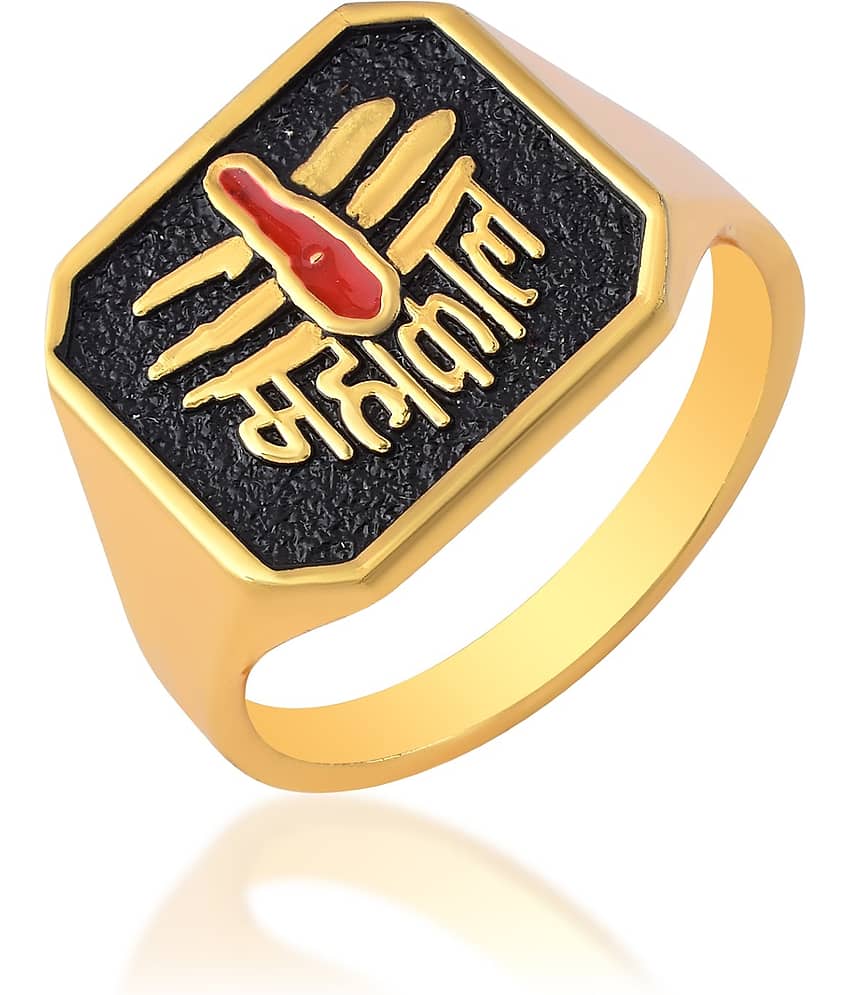 Gold-Plated Mahakal Ring for Men – Religious Shiv Shakti Mahadev Signet Ring