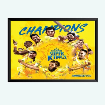Nokkes Cricket IPL M.S Dhoni CSK Chennai Super King Team Photo Frame 8X12 Inch Size Photo Frame Photo Home Office_msd37