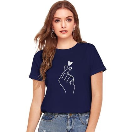 Women's Cotton Western Wear T Shirt L (Blue)