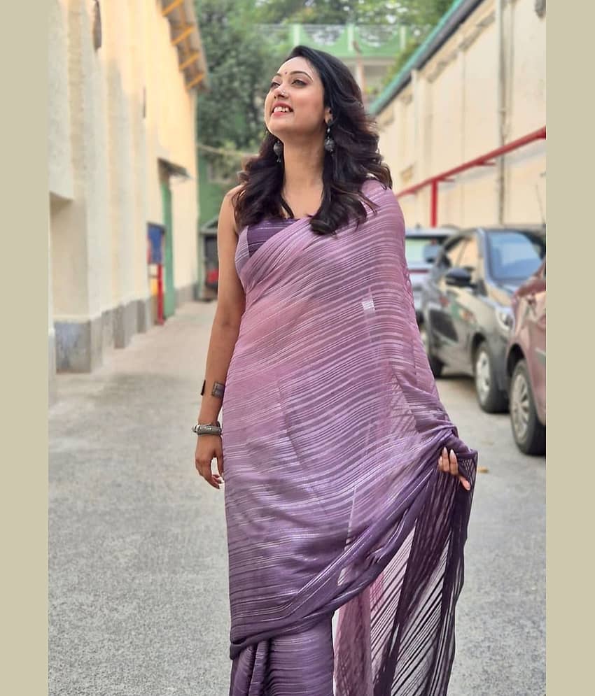 ANAND SAREES Georgette Printed Saree With Unstitched Blouse Piece ( Magenta )