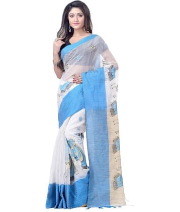 Desh Bidesh Cotton Striped Saree With Unstitched Blouse Piece ( Multicolor )