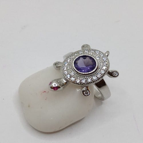 Turtel Ring 916percent Pure Silver R-1