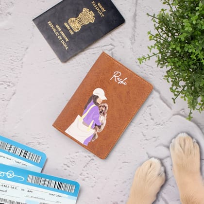 PERSONALISED PRINTED PASSPORT COVER - PET LOVER - TAN