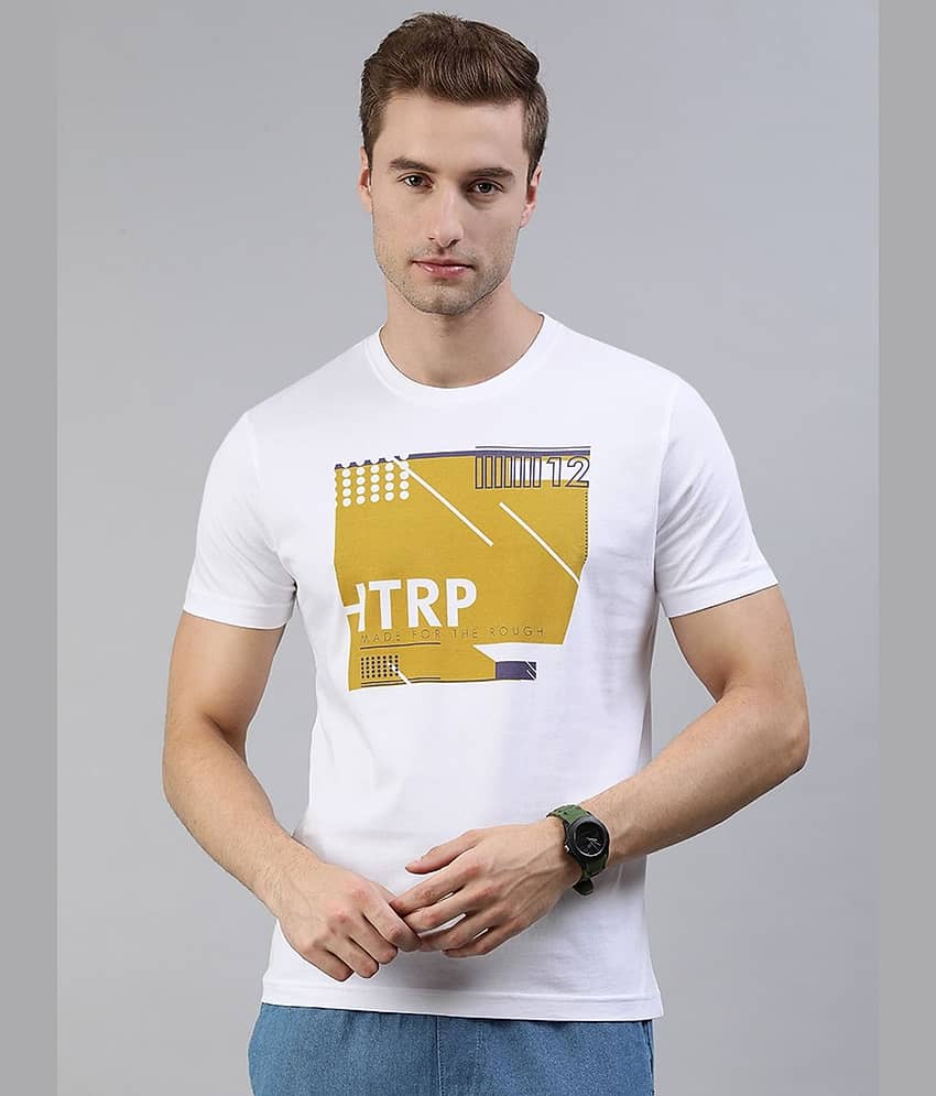 Huetrap Pack of 1 Cotton Blend Regular Fit Men's T-Shirt ( White )
