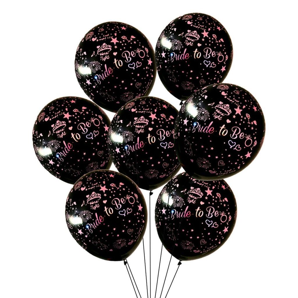 Bride To Be Black Latex/Rubber Balloons with Hen Party Prints - Helium Quality - 12 inches - 10PC - Party and Festive Needs | Buy online on ZillyBuy