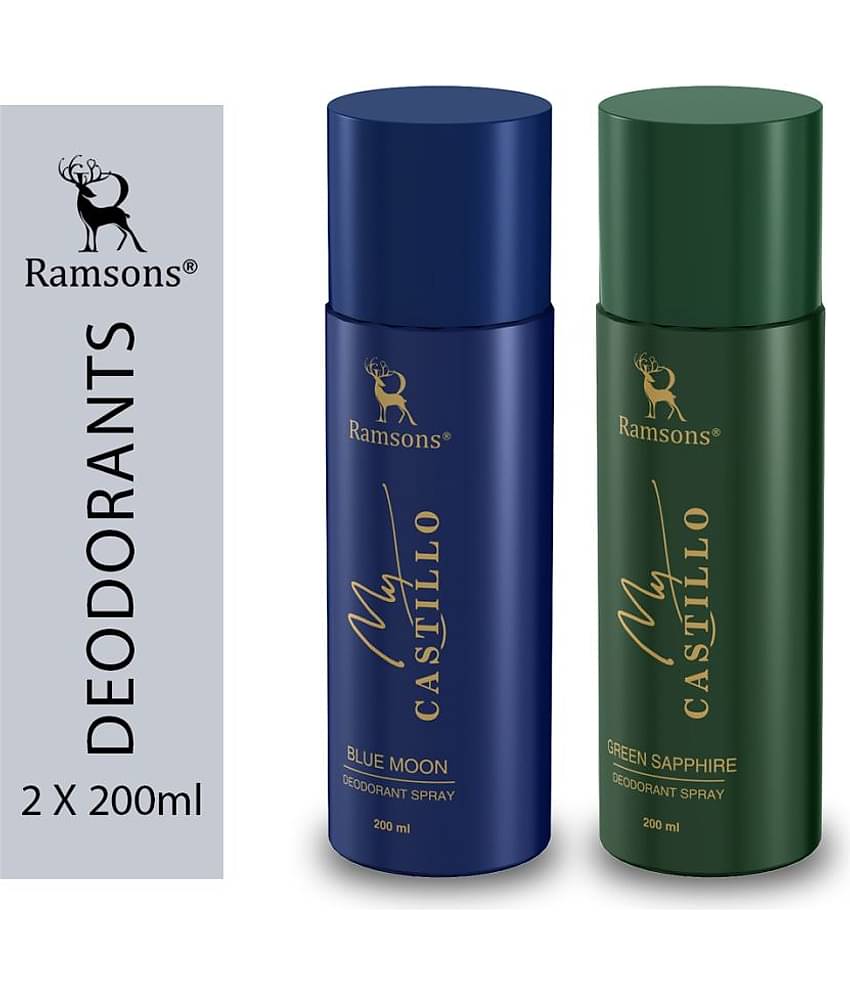 Ramsons - CASTILLO GREEN SAPPHIRE & CASTILLO BLUE Deodorant Spray for Unisex 400 ml ( Pack of 2 )