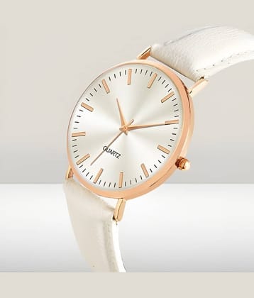 Cosmic White Leather Analog Men's Watch