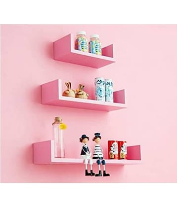 TFS Floating Shelves Pink MDF - Pack of 3