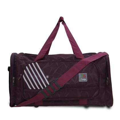 JB Geometric Heavy-Duty Multi-Purpose Duffle Bag | 45L Travel & Gym Bag | Water-Resistant Matty Finish | Dual Zipper | External Shoe Pocket | Adjustable Shoulder Strap (Wine, Black, T Blue)