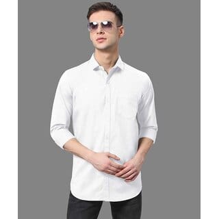 Baleshwar Men White Solid Regular Fit Casual Shirt Baleshwar Men White Solid Regular Fit Casual Shirt