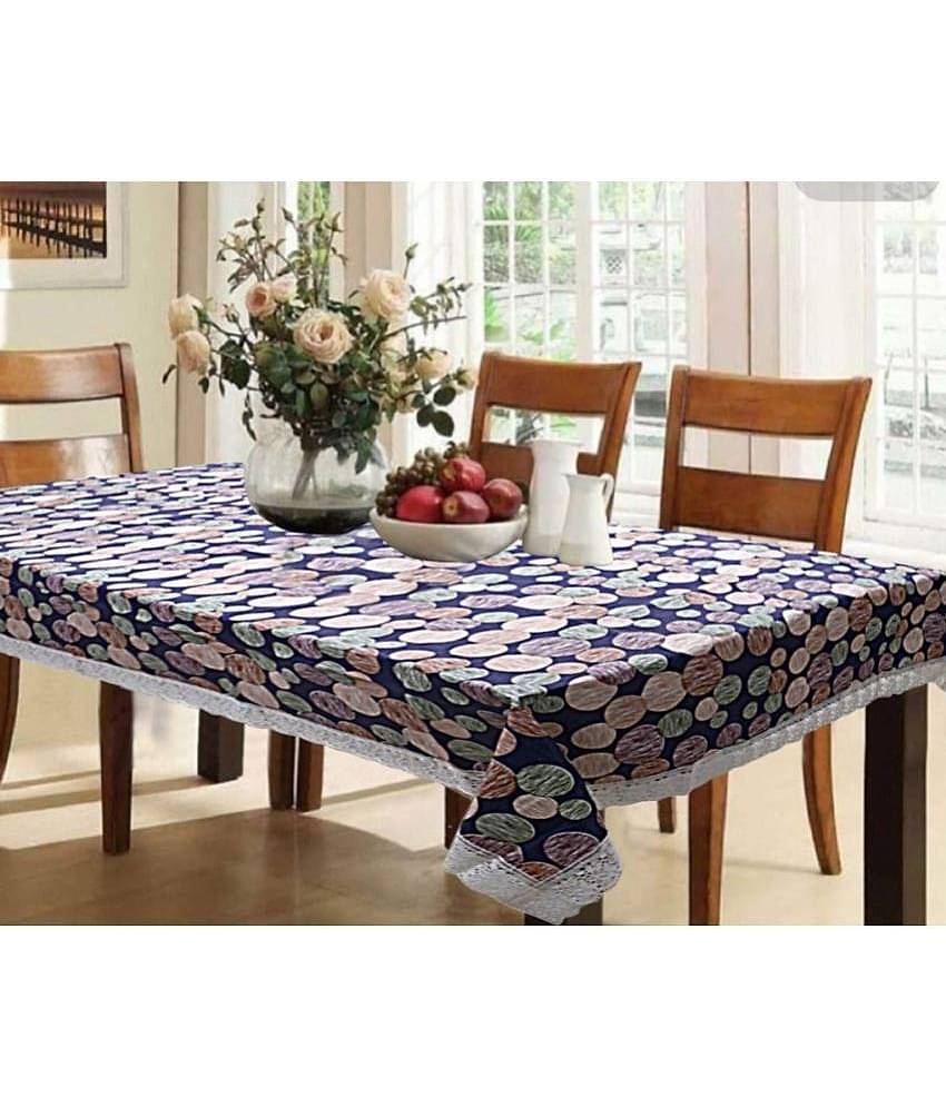 Printed PVC 6 Seater Rectangle Table Cover ( 228 x 152 ) cm Pack of 1 Blue