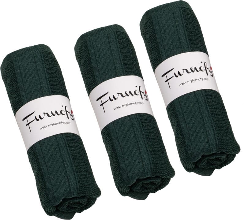 Furnofy Cotton 450 GSM Hand Towel Set Green (Pack Of 3)