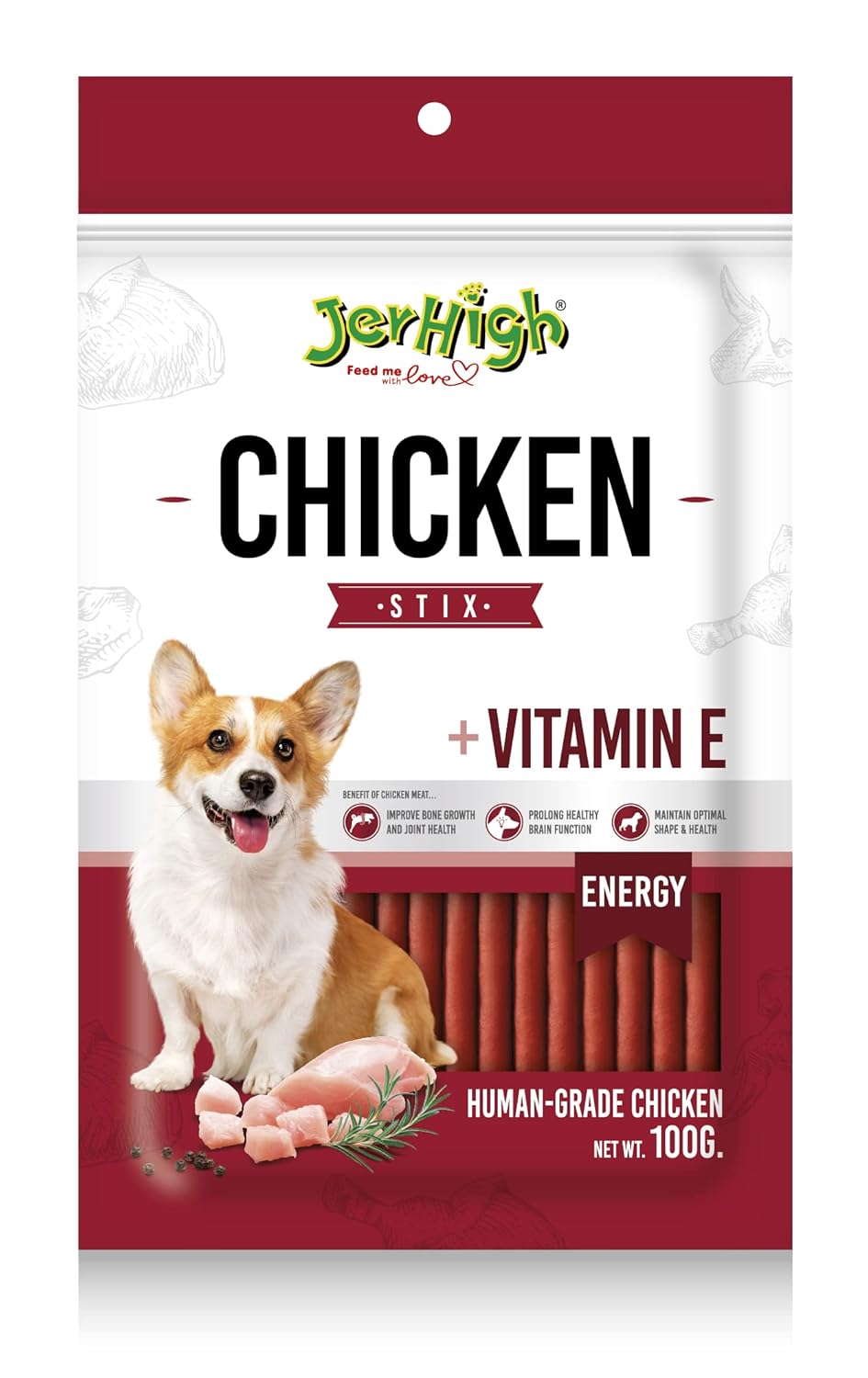Jerhigh Chicken Stix (100gm) For all Life Stages Dog Treats