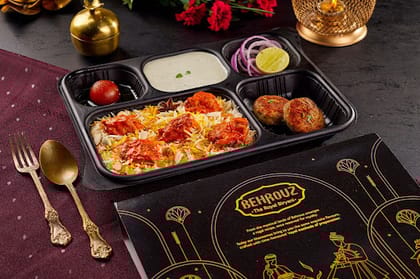 Murgh Tikka Biryani Thali With Kebabs