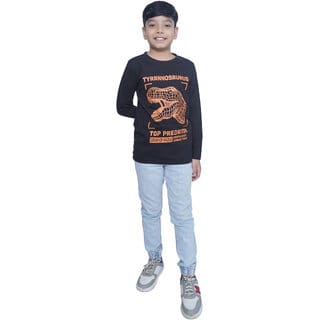 Kid Kupboard Cotton Boys T-Shirt, Black, Full-Sleeves, 10-11 Years KIDS7089