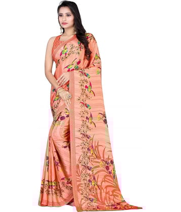 LEELAVATI Crepe Printed Saree With Unstitched Blouse Piece ( Multicolor )