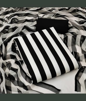 Kashvi Unstitched Crepe Striped Dress Material - White ( Pack of 1 )