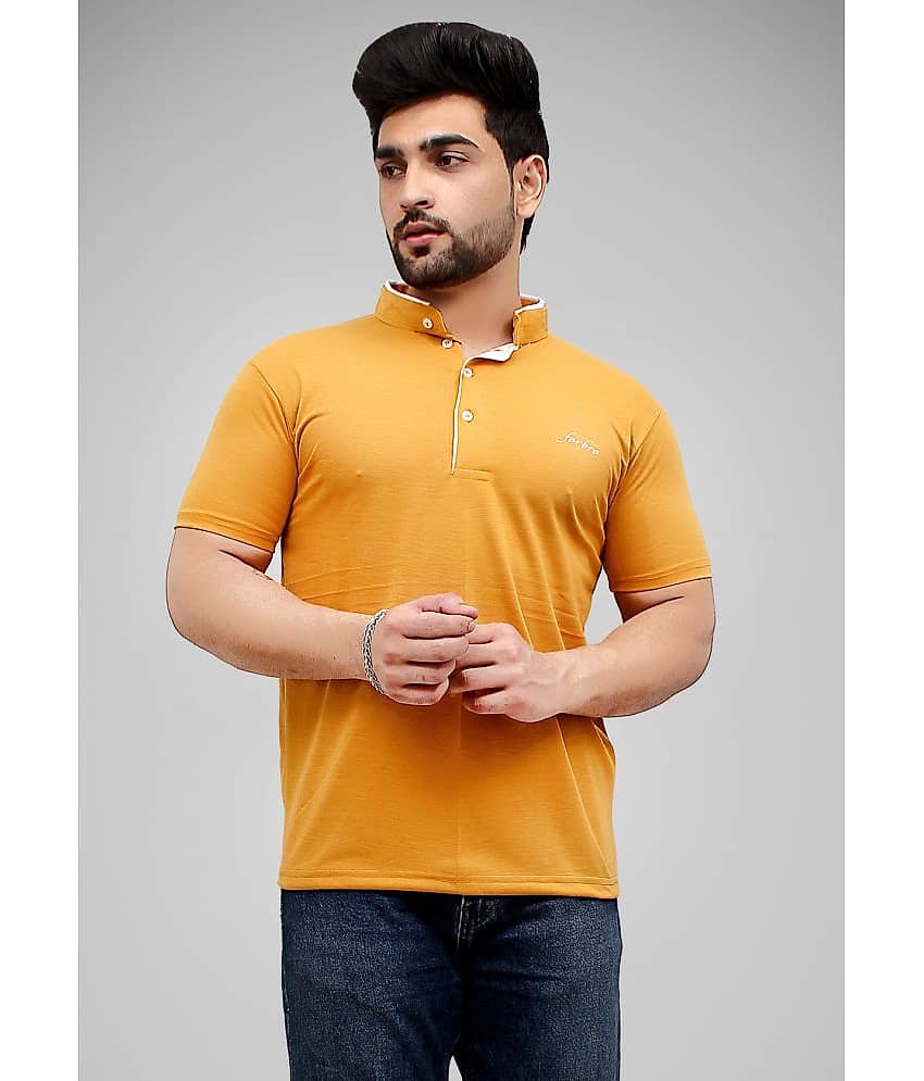 Forbro Pack of 1 Cotton Blend Regular Fit Men's T-Shirt ( Mustard )