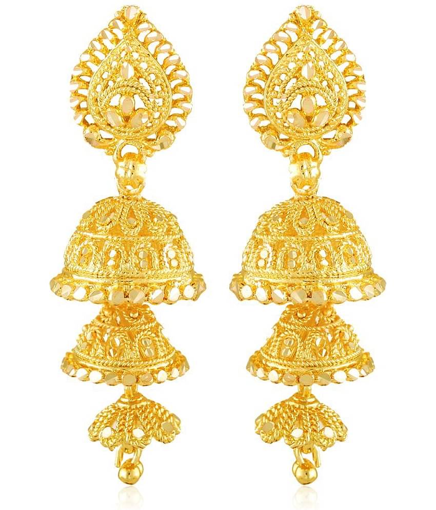 Vighnaharta Traditional wear 3 step Gold Plated alloy Jhumki Earring for Women and Girls  {VFJ1455ERG}
