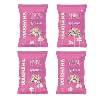 Vishnu Delight Premium Quality Phool Makhana Fox Nuts Healthy Snacking Option Crunchy and Delicious Vegan Gluten-Free Pack - 4 of 250g Each
