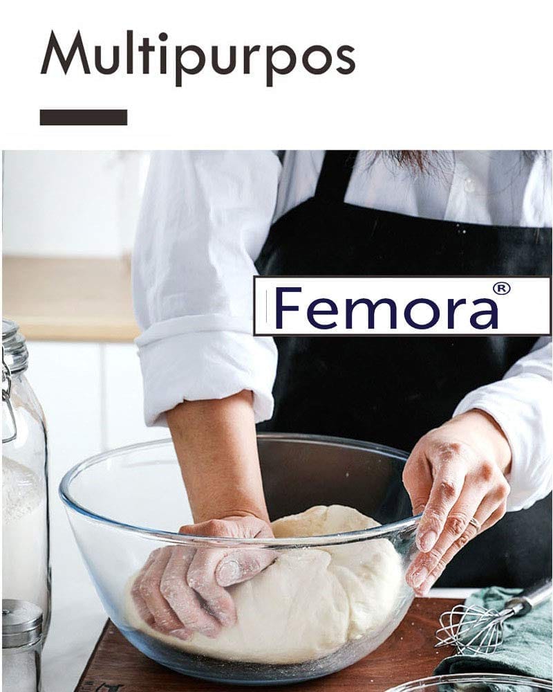 Femora Borosilicate Glass Microwave Safe All-Purpose Mixing Bowl,700 ML, 2650 Ml, Set of 2