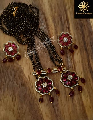 36 inch 4 line  Victoria Pendant Mangalsutra with Earring.