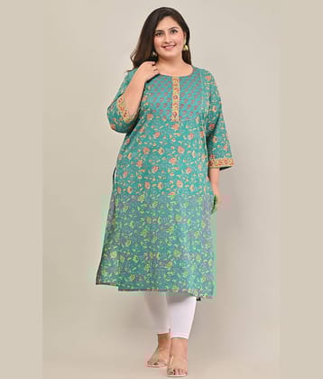 Swasti - Turquoise 100% Cotton Women's Straight Kurti ( Pack of 1 )