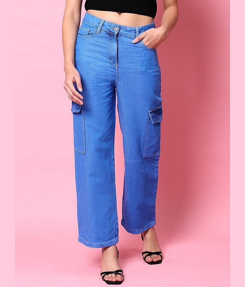 Freehand - Light blue Cotton Blend Flared Women's Jeans ( Pack of 1 )