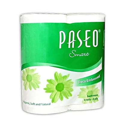 Paseo Toilet Rolls - 2 Ply, 4 pcs (200 Pulls each)
