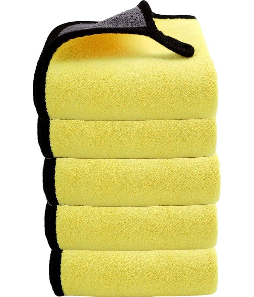 Auto Hub Yellow 600 GSM Microfiber Cloth For Automobile ( Pack of 5 )