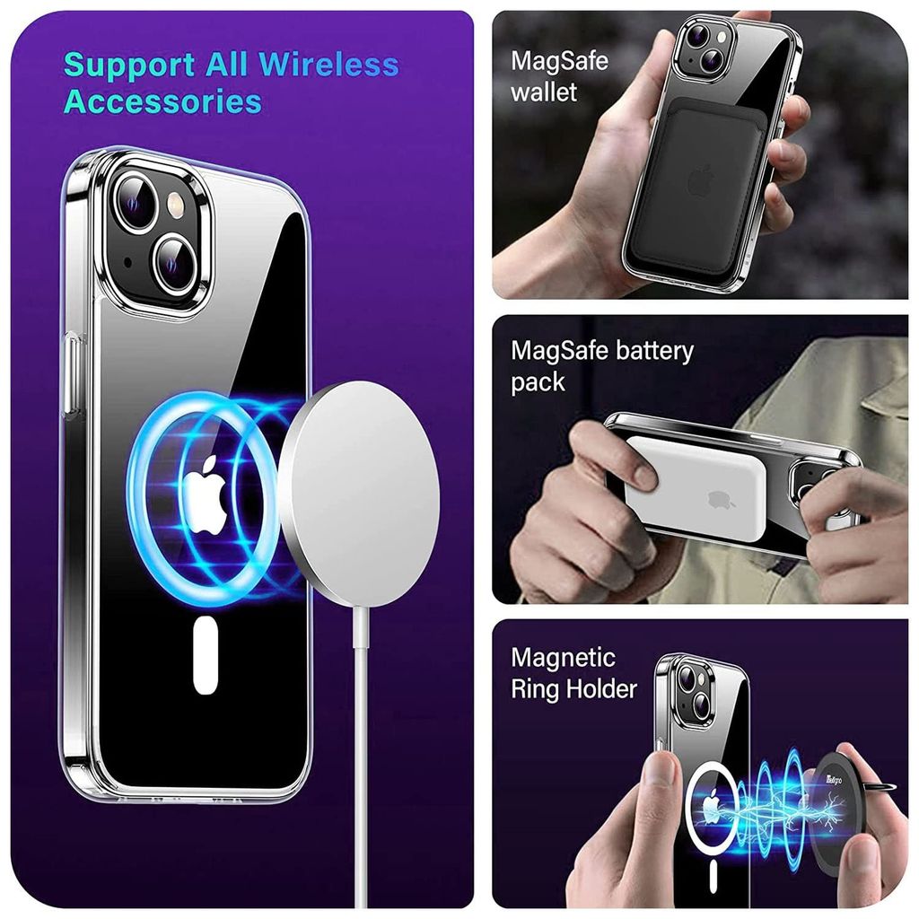 LIRAMARK Magnetic Protective Clear Back Cover Case Compatible with Magsafe for iPhone 15 (6.1 inch) (Transparent)