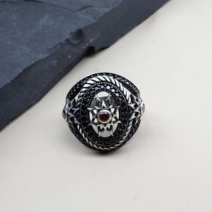Antique Finish 925 Sterling Silver CZ Men's Finger ring