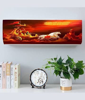 Sahaj Creation Single Poly-Cotton Red AC Cover for Split AC