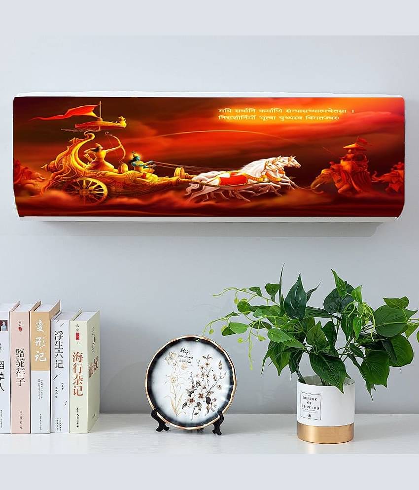 Sahaj Creation Single Poly-Cotton Red AC Cover for Split AC