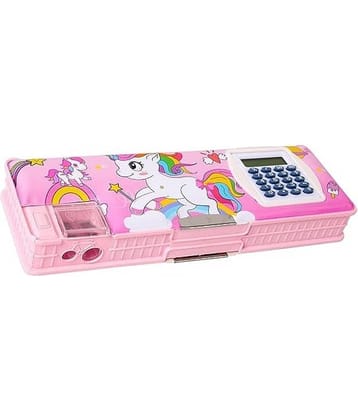 Eclet UNICORN CALCULATOR GEOMETRY BOX WITH IN BUILT SHARPENER FOR SCHOOL KIDS Geometry Box  (Pink) set of 1