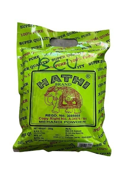 Hathi Brand Mehandi Powder, 100% Pure, Super Quality, Henna, 250G (Pack Of 1)
