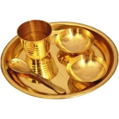 Small Brass Puja Thali Set For Home Temple Small Pooja Set Thali In Brass For Arti Worship Gift