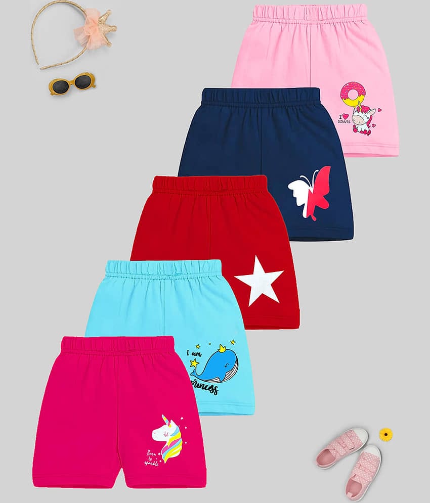 Kuchipoo - Multicolor Cotton Blend Girls Shorts ( Pack of 5 )