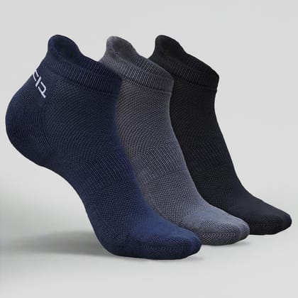 Bamboo Men Ankle Socks - 3 Pairs-Navy Blue | Dark Grey | Black